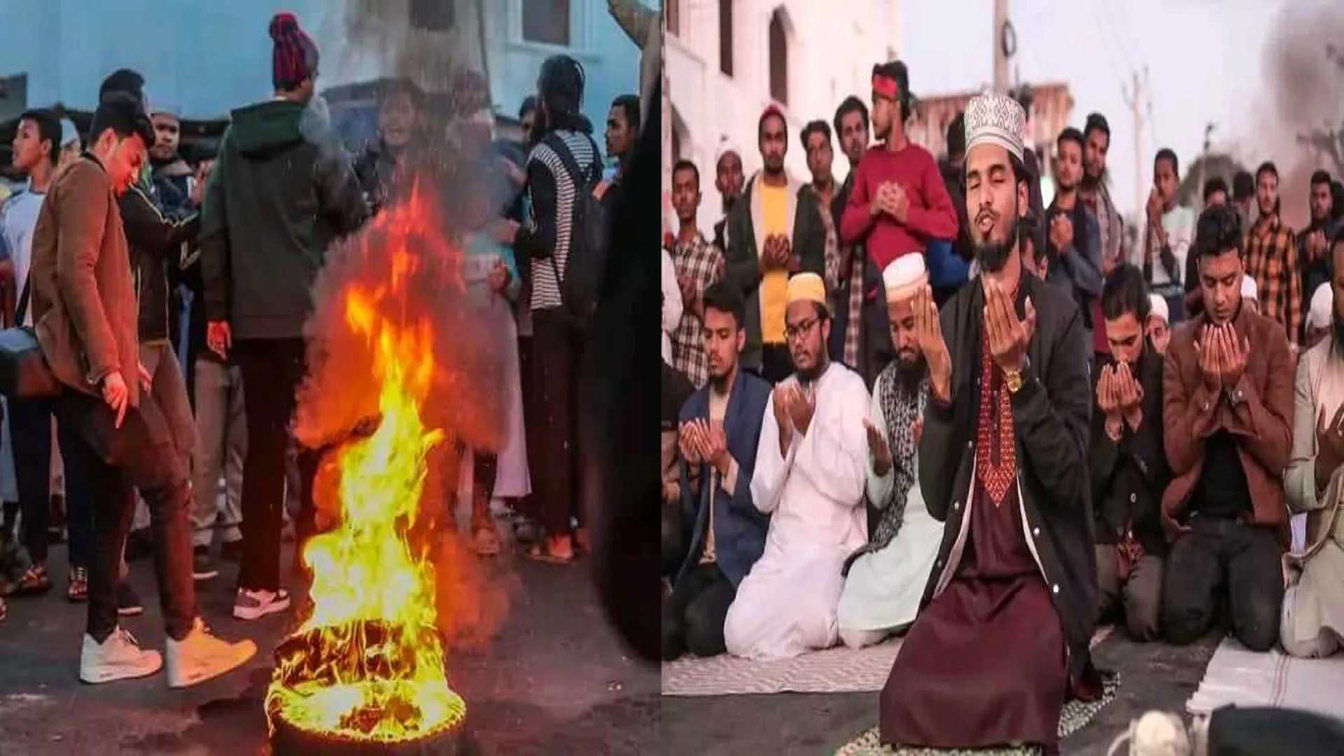 হাদি গুলিবিদ্ধ: নিজ জেলা ঝালকাঠিতে অবরোধ, সড়কে নামাজ আদায়