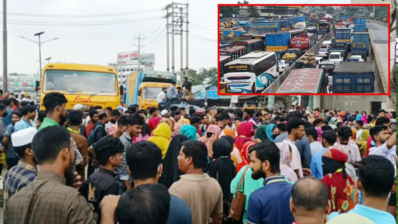 গার্মেন্টস শ্রমিকের মৃত্যুকে কেন্দ্র করে ঢাকা-চট্টগ্রাম মহাসড়কে বিক্ষোভ