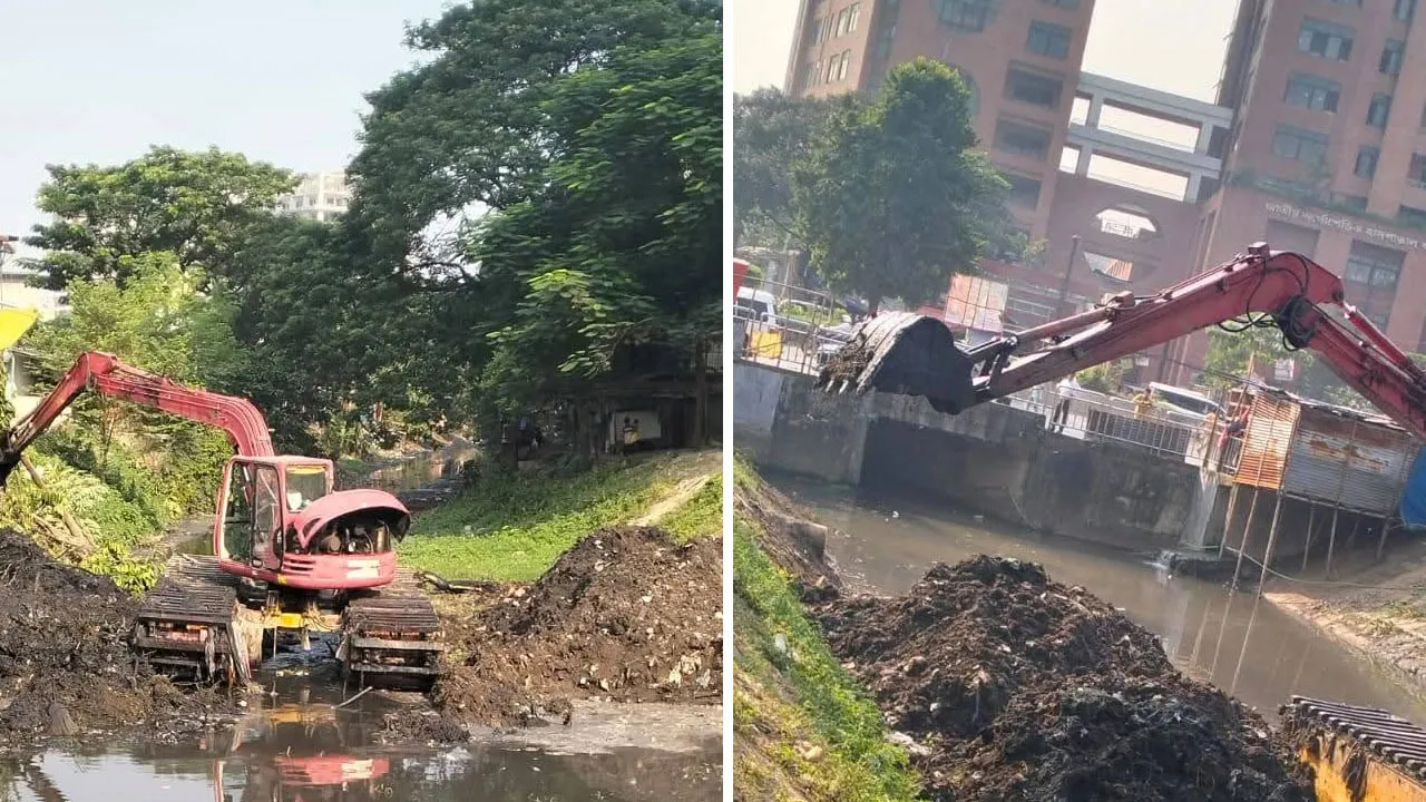 আগারগাঁও-কল্যাণপুর খালে খনন ও পরিচ্ছন্নতা চালাচ্ছে ডিএনসিসি