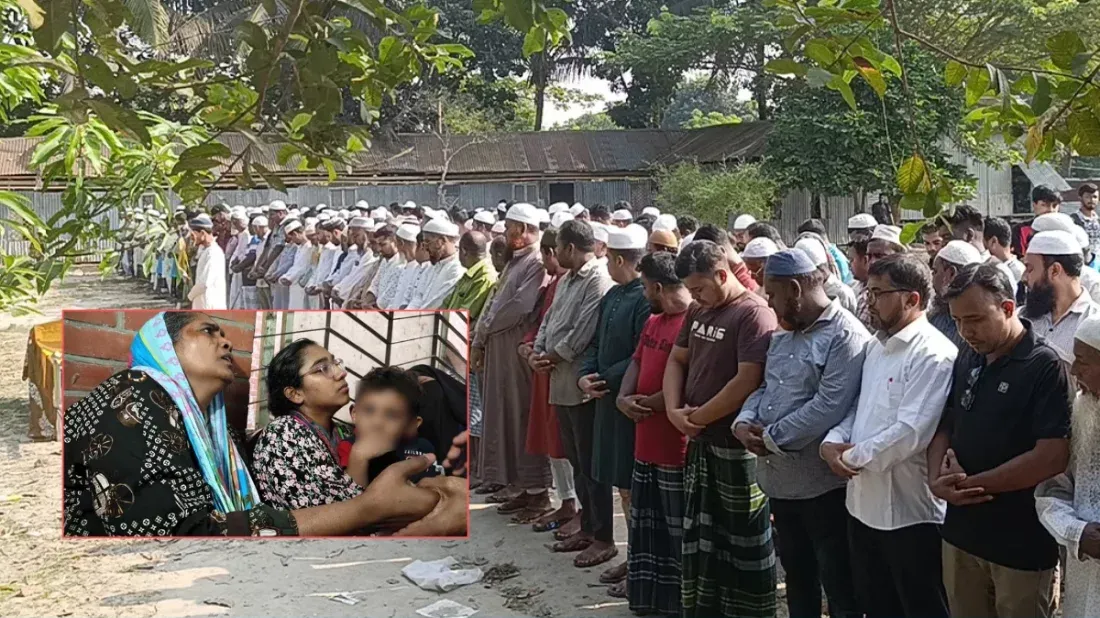 ‘বাবা ঘুমাচ্ছে মা, তুমি কান্না করো না’— দাফন শেষে কালামের বাড়িতে আহাজারি