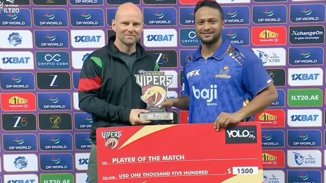 ৪৫তম ম্যাচসেরার স্বীকৃতিতে সাকিবের উজ্জ্বল ধারা